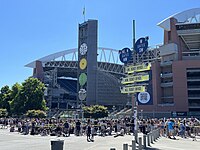 Eras Tour concertgoers gather outside Lumen Field