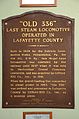 Plaque accompanying Steam Locomotive 336