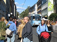 Tram at market day in Thorvald Meyers gate