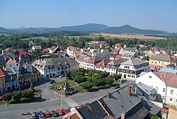 View northwards from Jablonné v Podještědí; Sokol is the peak furthest to the right.