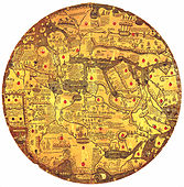 A Mappa mundi, also known as "Tavola di Velletri", consisting oftwo copper tablets (1430)