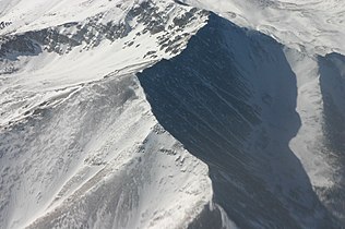 Aerial view of the Colorado Rocky Mountains in winter