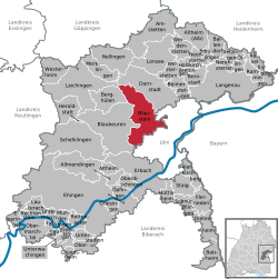 Elhelyezkedése Baden-Württemberg térképén