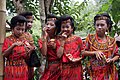 Młode dziewczyny Toradża witają gości na weselu na wyspie Sulawesi