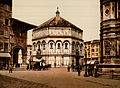 Aanblik van het Baptisterium in Florence zoals B het ongeveer getekend moet hebben, foto uit circa 1897