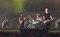 Metallica til koncert i London, 2003. Fra venstre til højre: Robert Trujillo, Kirk Hammett, Lars Ulrich, James Hetfield.