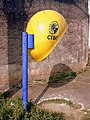 Telephone kiosk in Brazil, popularly called orelhão ("big ear") because of its shape