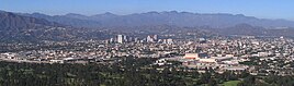 Aerial view of Glendale with the Verdugo Mountains in the background