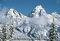 Middle Teton and Grand Teton in the winter