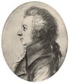 Mozart en 1789. Portrait exécuté à la pointe d'argent par Doris Stock (76 x 62 mm). Cette représentation de Mozart est l'une des rares qui lui ressemble vraiment.