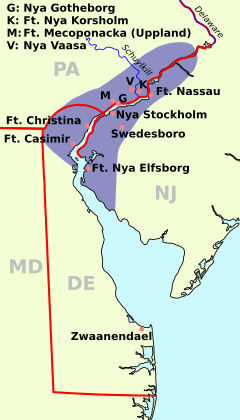 Kolonin Nya Sverige 1638–1655.