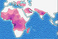 Répartition de la drépanocytose dans le Vieux monde.