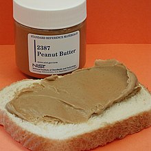 Peanut butter being spread on white bread Standard reference material peanut butter.jpg