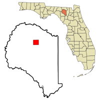 Location in Suwannee County and the state of Florida