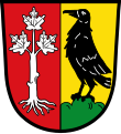 Gemeinde Ahorntal Gespalten von Rot und Gold; vorne ein silberner Ahornbaum mit drei Blättern; hinten auf grünem Dreiberg ein Rabe.