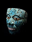 The Mask of Xiuhtecuhtli; 1400-1521; cedrela wood, turquoise, pine resin, mother-of-pearl, conch shell, cinnabar; height: 16.8 cm, width: 15.2 cm; British Museum (London)