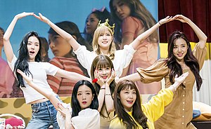 Apink in July 2018 (From left to right: Na-eun, Bo-mi, Ha-young, Cho-rong, Eun-ji, Nam-joo)