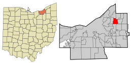 Location in Cuyahoga County and the state of Ohio.