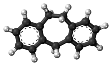 Ball-and-stick model of the dibenzocycloheptene molecule