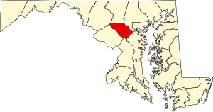 Map of Maryland highlighting Howard County