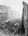 The funeral procession of Thomas D'Arcy McGee during his state funeral in Ottawa, Canada, 1868.