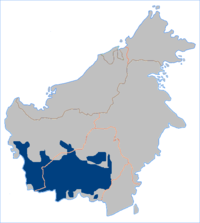 Área de distribución do orangután de Borneo meridional.