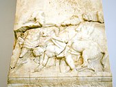 Funerary relief for Athenian footman Pancahres, who probably fell at the battle of Chaeronea (338 BC)