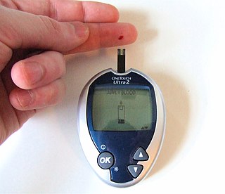 <span class="mw-page-title-main">Blood glucose monitoring</span> Use of a glucose monitor for testing the concentration of glucose in the blood