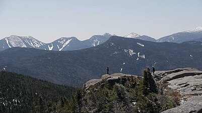 View of Porter (left), Big Slide (middle) and, from left to right in the background, Armstrong, Gothics, Saddleback from Cascade Mountain.