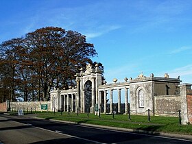 Easton Neston Gate – Main Entrance to Towcester Racecourse – surmounted by the Fermor arms (See "Towcester/Easton Neston" section)