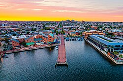 The Fell's Point waterfront at sunset