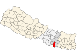 Localização de Mahottari no Nepal