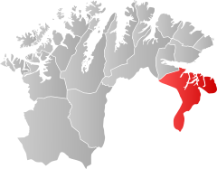 Lage der Kommune in der Provinz Finnmark