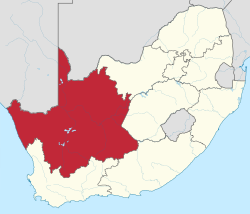 Map showing the location of the Northern Cape in the north-western part of South Africa