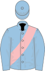 Light blue, pink sash