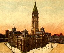 City Hall from postcard, c. 1900 PhilaTownHall.jpg