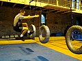 Jumping through the tire