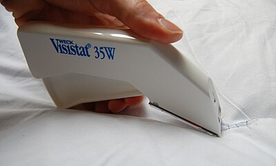 Surgical skin stapler.