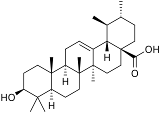 <span class="mw-page-title-main">Ursolic acid</span> Pentacyclic chemical compound found in fruits