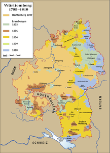 Рост территории Вюртемберга в 1789—1810