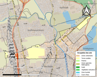 Carte en couleurs présentant l'occupation des sols.