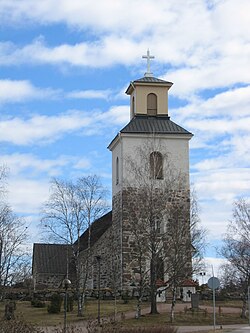 Mietoisten kirkko lännestä nähtynä