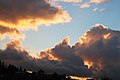 Cumulus clouds in a raining evening. Lisboa, Portugal