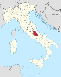 Karta över Italien med Provincia di L'Aquila markerat