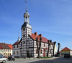 Town Hall in Nowe Warpno from 1697 is one of the most distinctive town halls in Poland