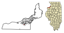 Location of Oak Grove in Rock Island County, Illinois.