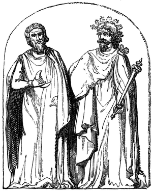 Dos druides. Gravat del segle xix basat en una il·lustració de 1719 de Bernard de Montfaucon