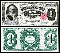 $1 Silver Certificate, Series 1891, Fr.223, depicting Martha Washington