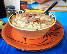 Pozole is a traditional soup or stew from Mexico. WhitePozoleDF.JPG