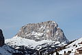 Langkofel, pohled na Grödner-Joch-Passstraße v zimě